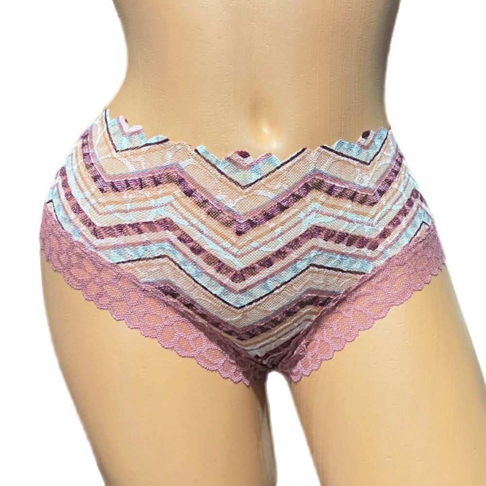 Victorias Secret Pink Sexy Lace mesh extra low Rise Cheekster panty mauve L